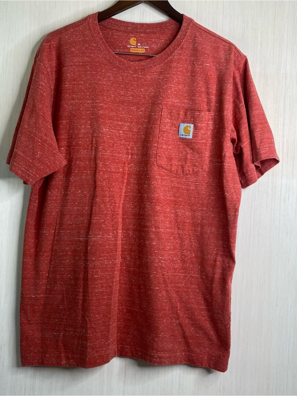 Carhartt Men's Original Fit Short Sleeve Red Heather Pocket T-Shirt Medium